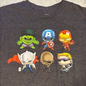 Marvel Cartoon Superheroes Charcoal Gray T-Shirt